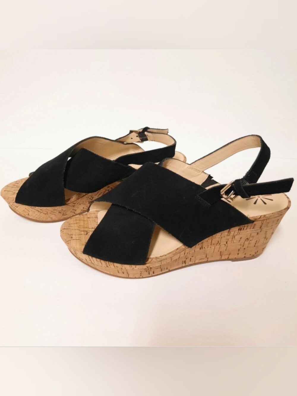 Isaac Mizrahi Live! Suede Cork Wedges Size 8.5